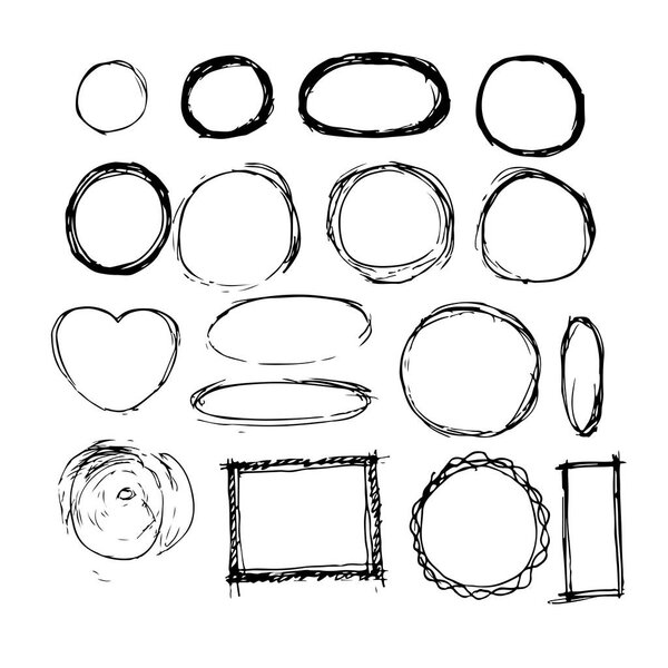 Hand drawn sketch line frames on white background