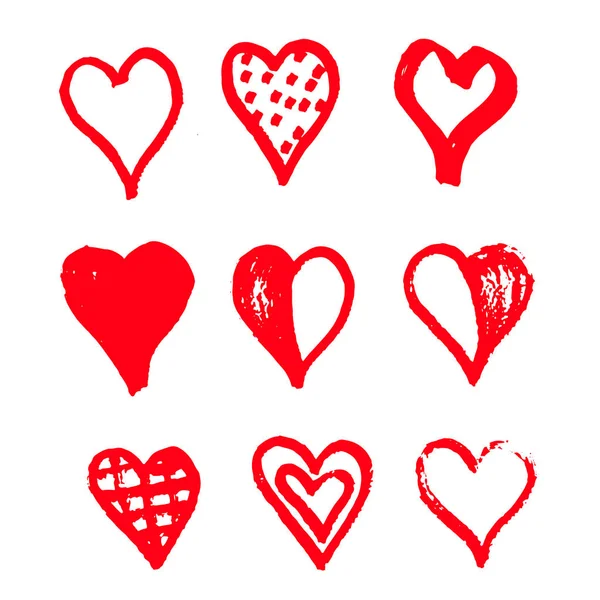 Hand Drawn Hearts Icons White Background — Stock Vector