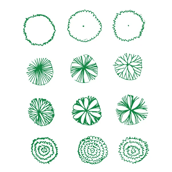 Icone Dell Albero Disegnate Mano Sfondo Bianco — Vettoriale Stock