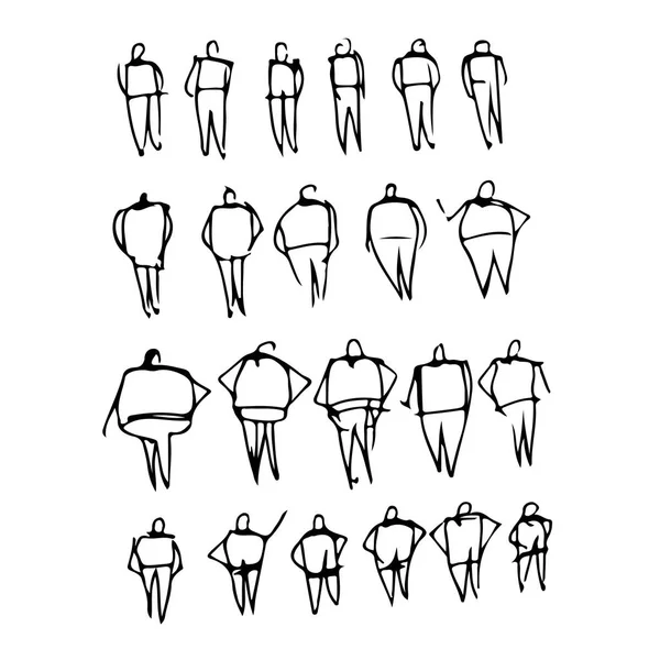 Personnes Dessinées Main Icônes Sur Fond Blanc — Image vectorielle
