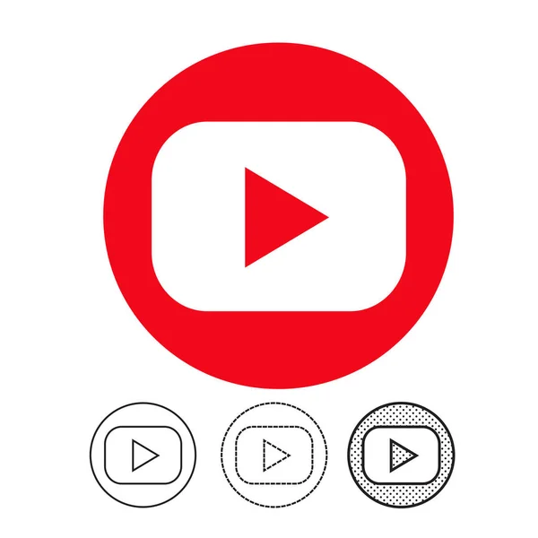Botón Reproductor Vídeo Iconos Sobre Fondo Blanco — Vector de stock