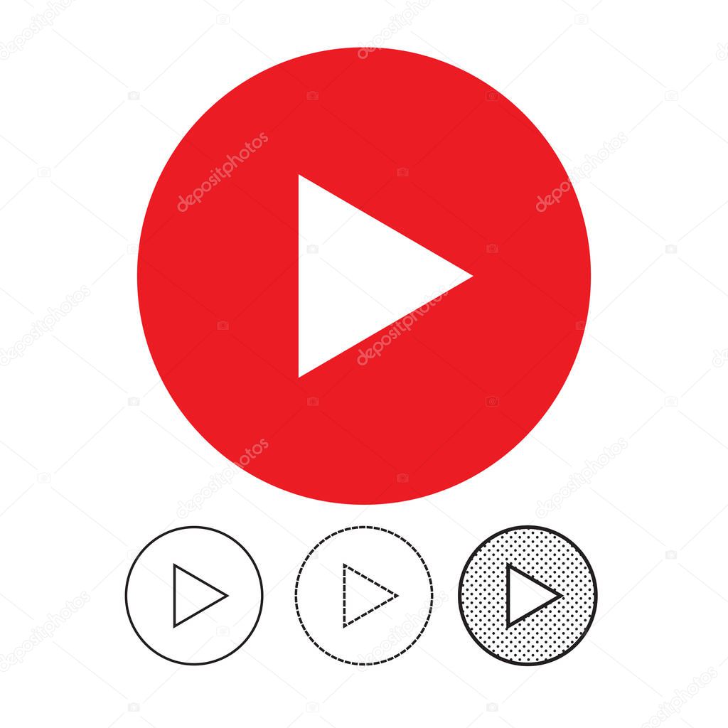 button video player icons on white background