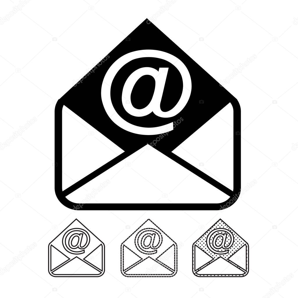 email and mail icons isolated on white background