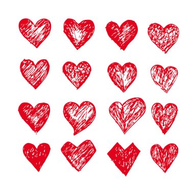 El kalpler simgeler beyaz zemin üzerine çekilmiş.