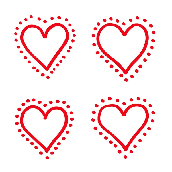 Iconos Corazones Dibujados Mano Sobre Fondo Blanco — Vector de stock