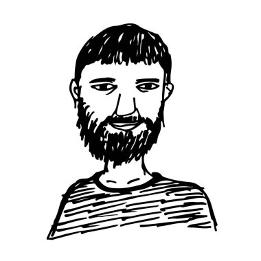 adamın yüzü çizilmiş el, stil kroki, illüstrasyon vektör