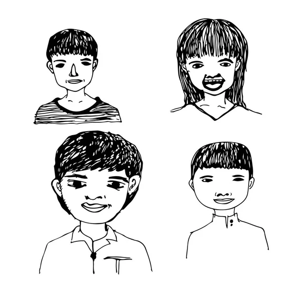 Visages Dessinés Main Des Gens Style Croquis Illustration Vectorielle — Image vectorielle