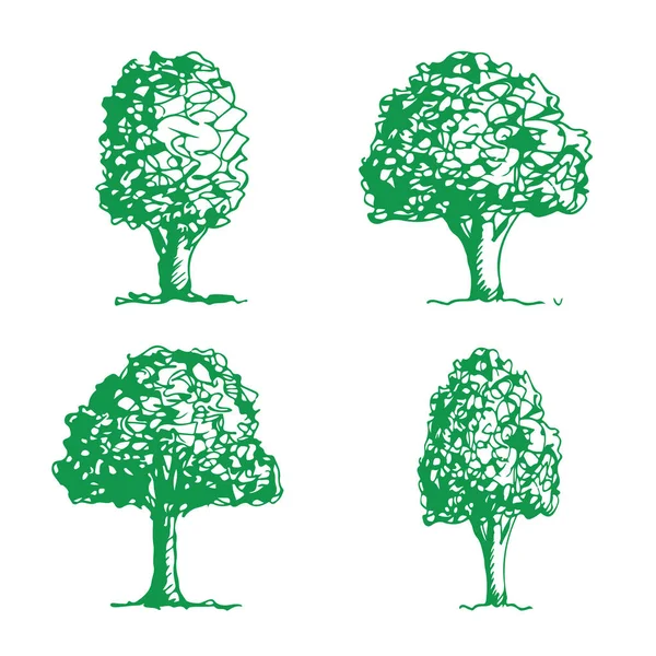 Getekende Bomen Handpictogram Vectorillustratie — Stockvector