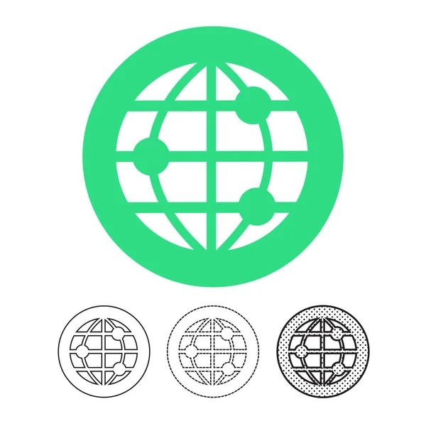 Monde Globe Plat Icône Vecteur Illustration — Image vectorielle