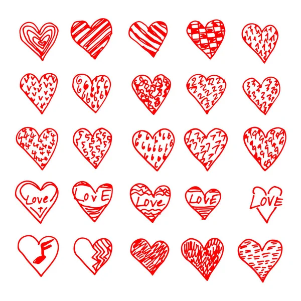 Sinal de ícone de coração desenhado à mão — Vetor de Stock