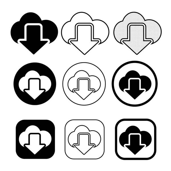Set di semplice segno icona di download — Vettoriale Stock