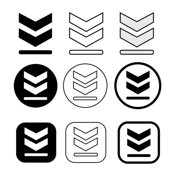 Set van eenvoudige teken downloaden pictogram — Stockvector