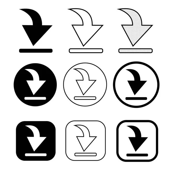 Conjunto de signo simple icono de descarga — Vector de stock