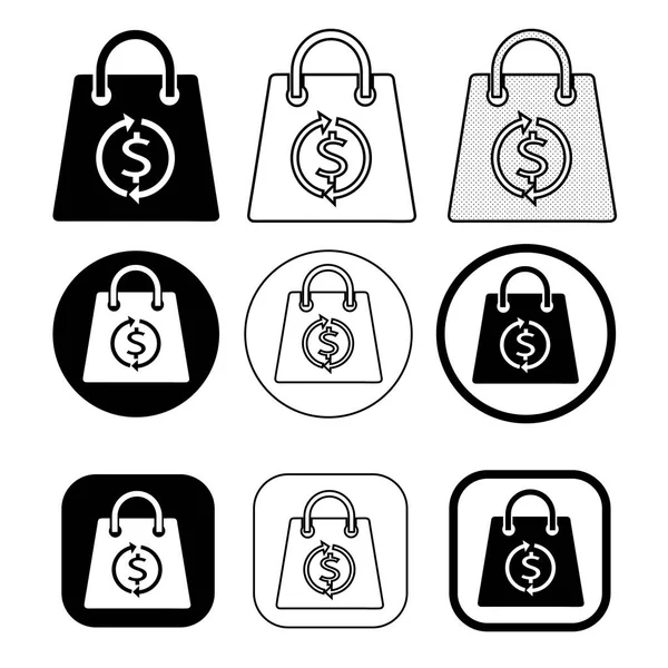 Ikona torby na zakupy znak pakietu sprzedaży — Wektor stockowy