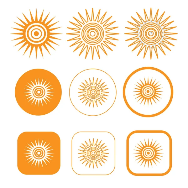 シンプルな太陽アイコン記号デザイン — ストックベクタ