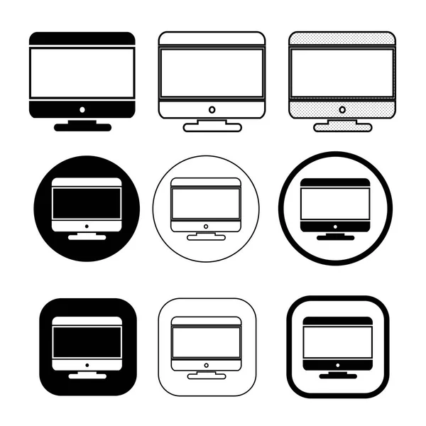 Design semplice dell'icona del monitor del computer — Vettoriale Stock