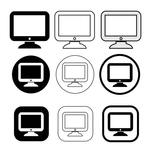 Design semplice dell'icona del monitor del computer — Vettoriale Stock
