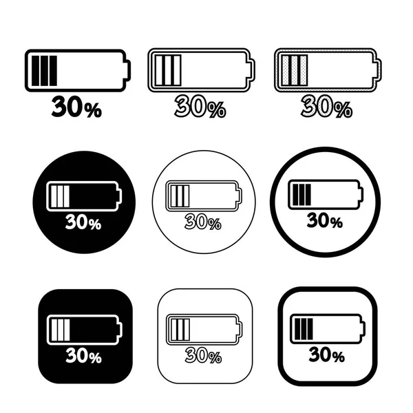 Einfaches Design der Batterie-Symbole — Stockvektor