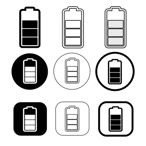 Einfaches Design der Batterie-Symbole — Stockvektor