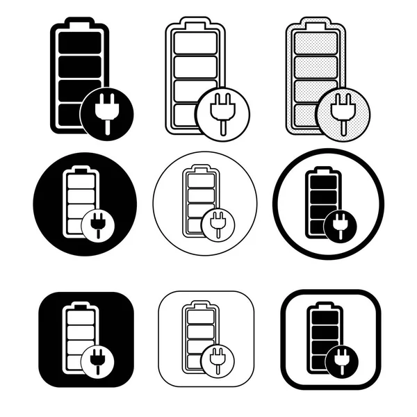 Einfaches Design der Batterie-Symbole — Stockvektor