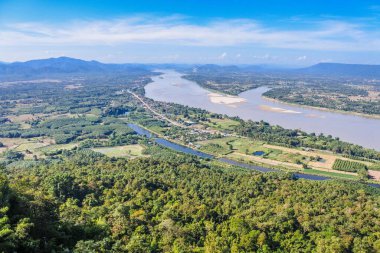 güzel gökyüzü ve bulutlu Tayland hava yürüyüşü Mekong nehri Sangkhom bölgesi, Nong Khai bölgesi, Tayland