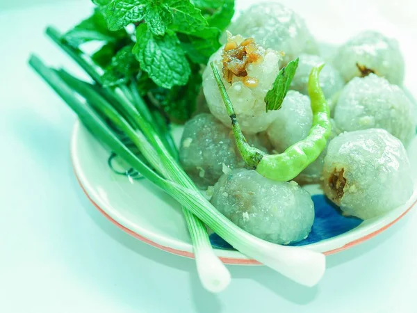 Тайська Десертна Їжа Вулична Їжа Саку Сай Муо — стокове фото