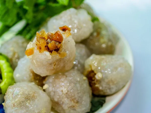 Thailändsk Dessertmat Gatumat Saku Sai Moo — Stockfoto