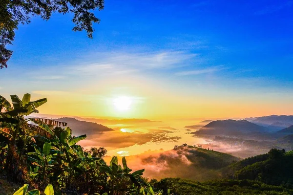 Morning Sunlight Mekong River Phu Huay Isan Sangkhom District Nong — Stock Photo, Image