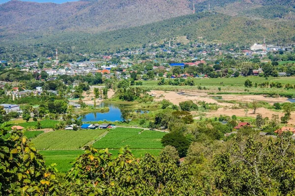 Paisaje Hermoso Pueblo Paisaje Mae Sariang Mae Hong Son Tailandia —  Fotos de Stock