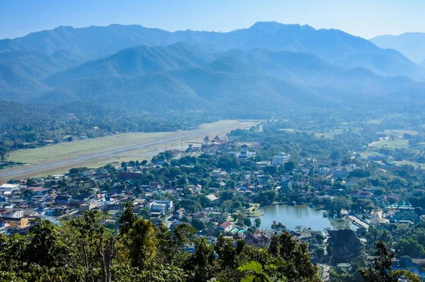 Mae Hong Son Eyaleti Nin Tayland Daki Dağın Zirvesinden Manzarası — Stok fotoğraf