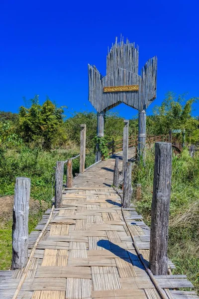 Bambusbrücke Sutongpe Brücke Die Längste Holzbrücke Mae Hong Son Thailand — Stockfoto