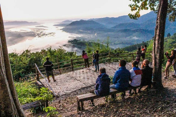 朝の日差し メコン川 Phu Huay Isan Sangkhom Diストリクト Nong Khai省 Thailand — ストック写真