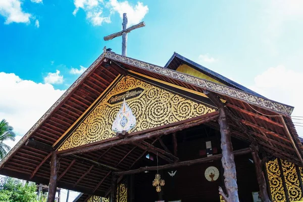Largest Wooden Christian Church Yasothon Thailand — Stock Photo, Image