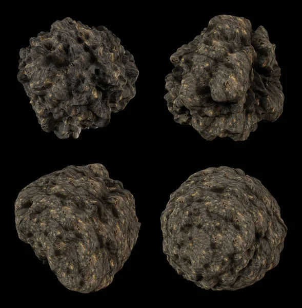 Siyah Arka Plan Üzerine Izole Asteroitler Illustration Kırpma Yolu Eklenir — Stok fotoğraf