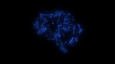 Parlayan Mavi Beyin Şekilli Devre Animasyon Alternatif Versiyon