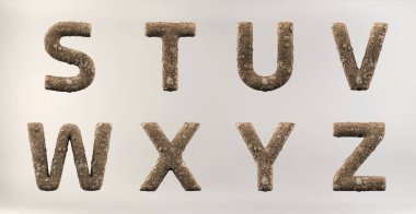 3D render toprak alfabesi koymak