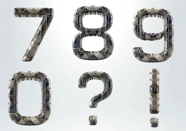 Ceramic Alphabet - 3D Illustrations - Numbers and Punctuation ma — Stock Photo, Image
