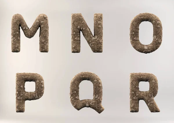 3D καθιστούν σετ χώμα αλφάβητο — Φωτογραφία Αρχείου