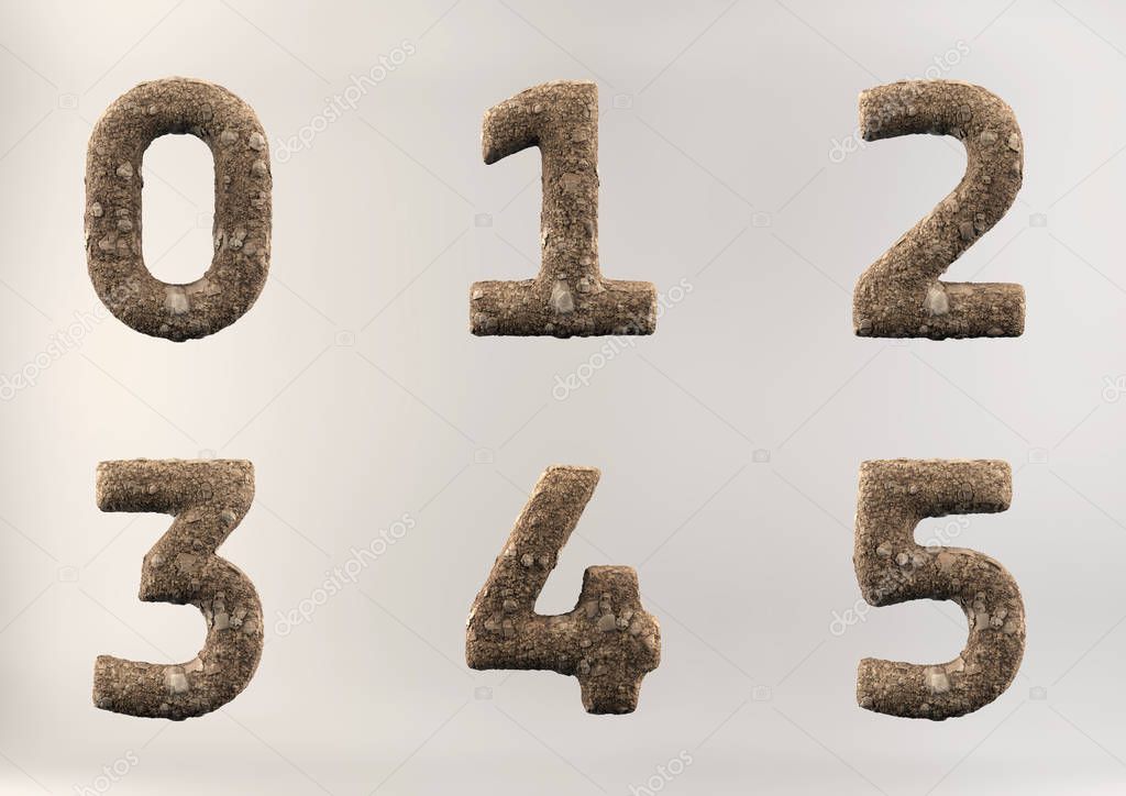 3D Render Set of Soil Numbers