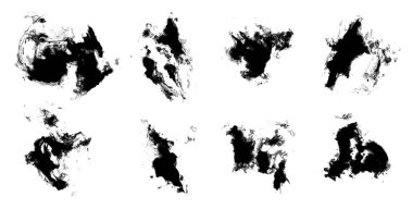 Beyaz arka plan üzerinde izole mürekkep su sıçramalarına kümesi