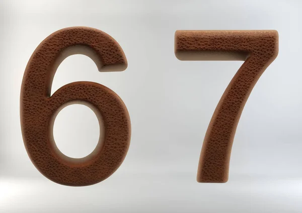 3D render av läder bokstäver & nummer — Stockfoto