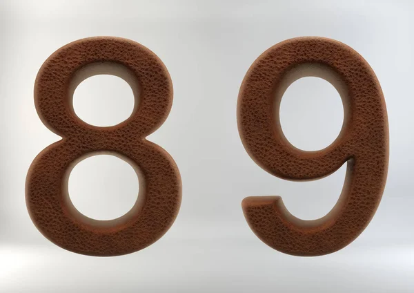Deri harfler ve sayılar 3D render — Stok fotoğraf