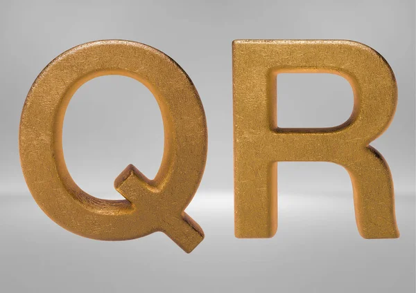 Altın alfabesi (harf ve sayı 3D render) — Stok fotoğraf