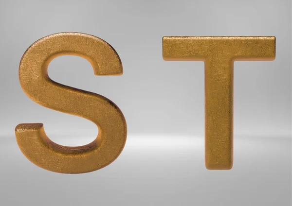 3D Rendering of Gold Alphabet (Letters and Numbers) — Stock Photo, Image