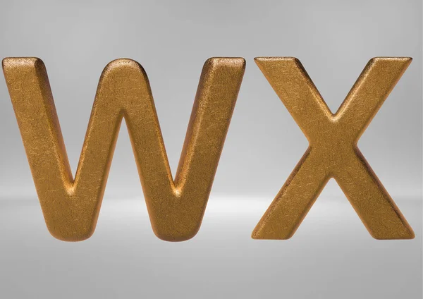 Representación 3D del alfabeto dorado (letras y números ) —  Fotos de Stock
