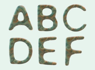 Dekoratif seramik harf ve rakam S ile 3D çizimi