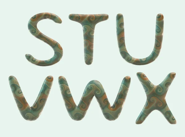 装飾的なセラミックの文字と S と数字の 3 d イラストレーション — ストック写真