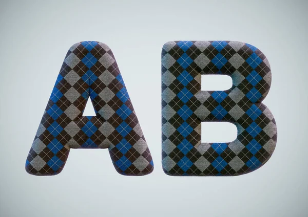 3D ілюстрація шкарпеткового алфавіту ( цифри і літери ) — стокове фото
