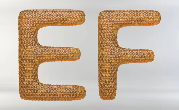 3D obrázek Honeycomb čísel a písmen — Stock fotografie