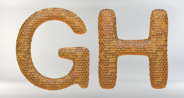 3D obrázek Honeycomb čísel a písmen — Stock fotografie